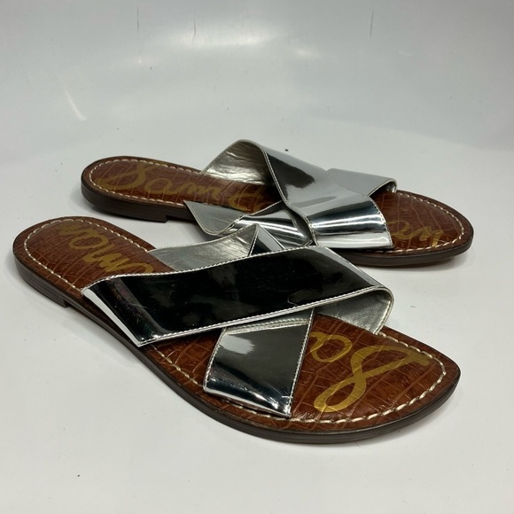 Sam Edelman Kora silver criss cross sandals size 9.5 - Picture 1 of 7